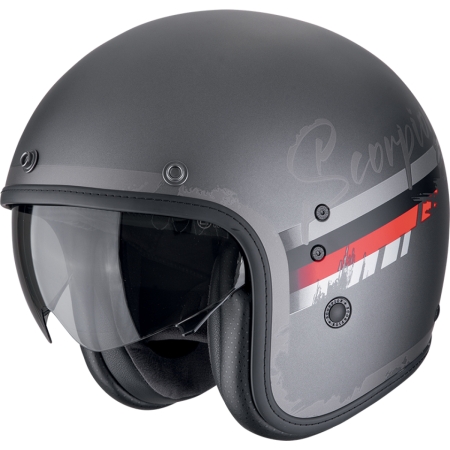 Casque Scorpion Belfast Evo Adonis Argent Mat Rouge - Casque Demi-Jet SCORPION