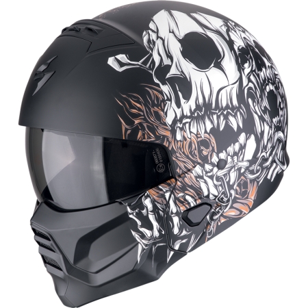 Casque Scorpion Exo-Combat II Genesis Noir Mat Blanc Or - Casque Transformable Scorpion
