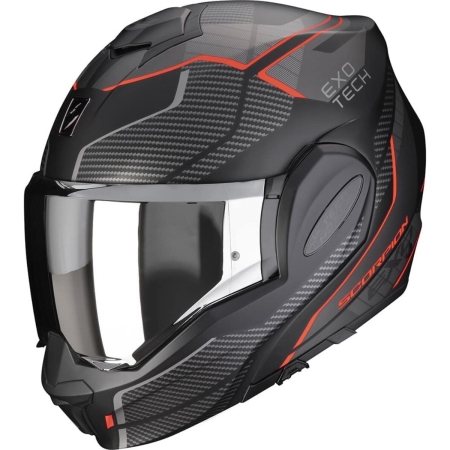 Casque Scorpion Exo-Tech Evo Animo Noir Mat Rouge