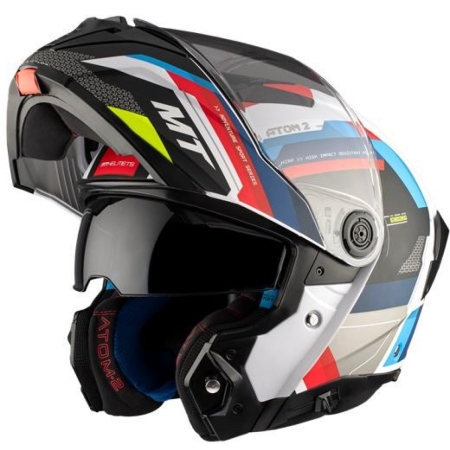 Casque MT Helmets Atom 2 SV Bast Bleu Blanc Rouge - Casque Modulable MT Helmets