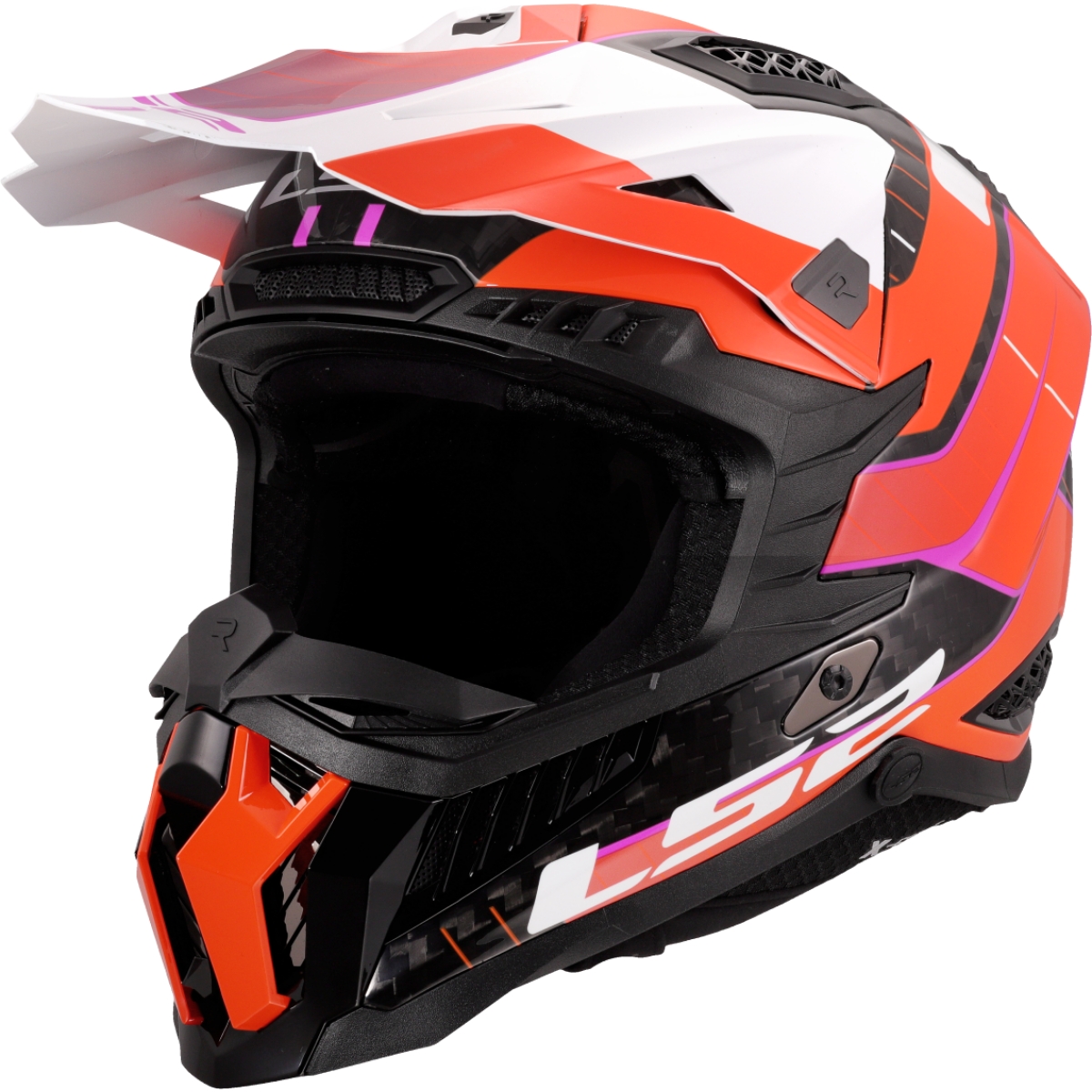 Casque Cross Ls2 MX703 Carbone X-Force Galuo Orange