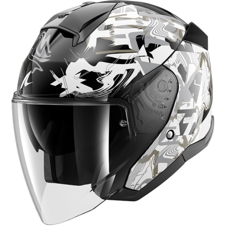 Casque Shark Skwal Jet Pranz Noir Blanc Brillant