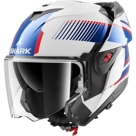 Casque Shark OXO Sikter Blanc Bleu Rouge Brillant