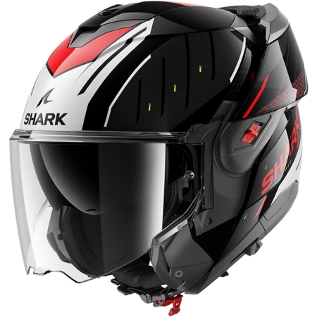 Casque Shark OXO Rydger Noir Blanc Rouge Brillant