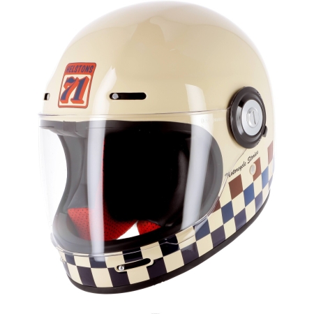 Casque Helstons Course Full Face Beige Bleu Rouge