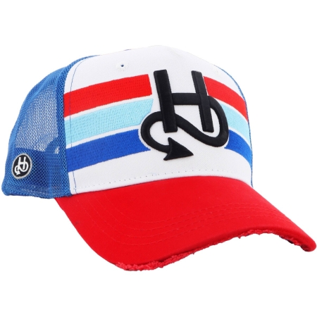 Casquette Helstons Rooster Blanc Rouge Bleu