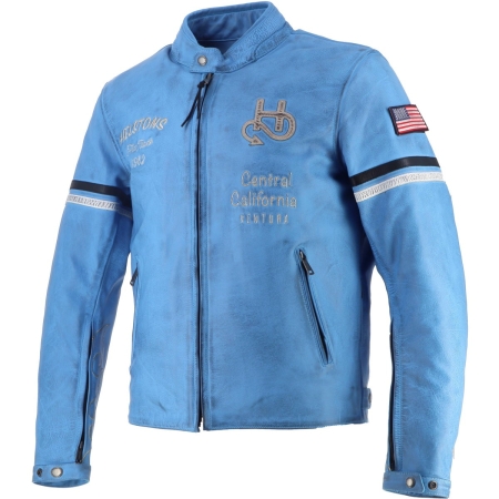 Blouson Helstons Nashville Cuir Bleu Ciel