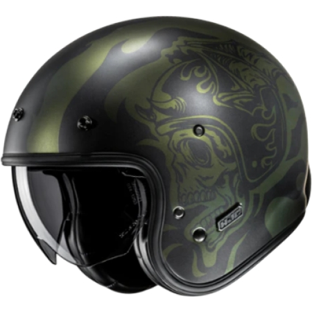 Casque HJC V31 Flame MC4SF Vert Noir