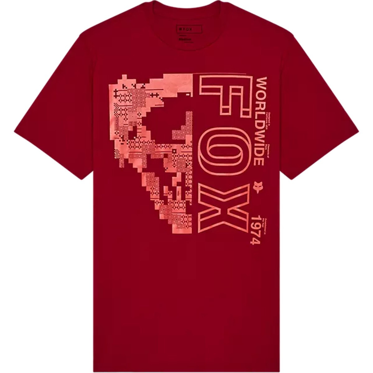 T-shirt Fox Image Skull SS Prem Rouge Cardinal