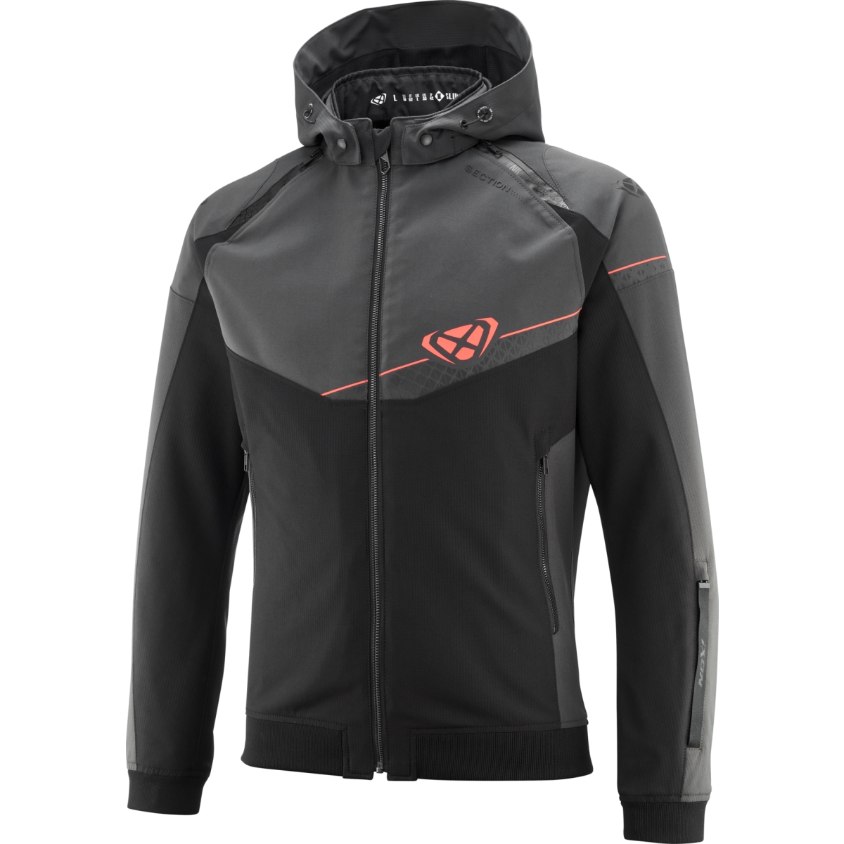 Veste Ixon Section Noir Anthracite Rouge Fluo