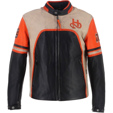 Blouson Helstons Indianapolis Air Perforé Noir Beige Orange