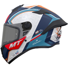 Casque MT Helmets Targo S Ivan Ortola 2024 A7 Bleu Blanc Rouge Brillant