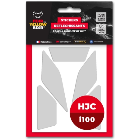 Stickers Réfléchissants Casque Fear The Yellow Bear HJC I100 Blanc