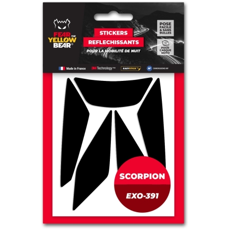 Stickers Réfléchissants Casque Fear The Yellow Bear Scorpion EXO 391 Air Noir