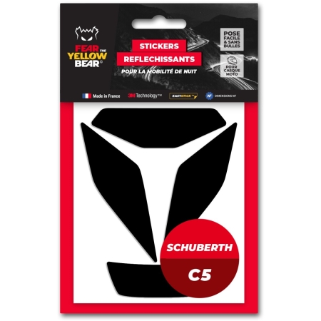 Stickers Réfléchissants Casque Fear The Yellow Bear Schubert C5 Noir