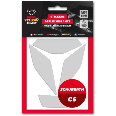 Stickers Réfléchissants Casque Fear The Yellow Bear Schubert C5 Blanc