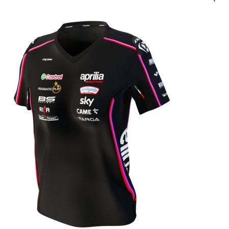 T-Shirt Femme Ixon TSL Aprilia 25 Noir Rouge Fluo