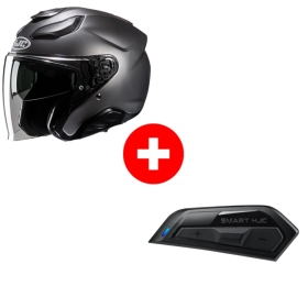 Pack CASQUE HJC F31 UNI TITANIUM SEMI MAT + KIT BLUETOOTH HJC SMART 11B