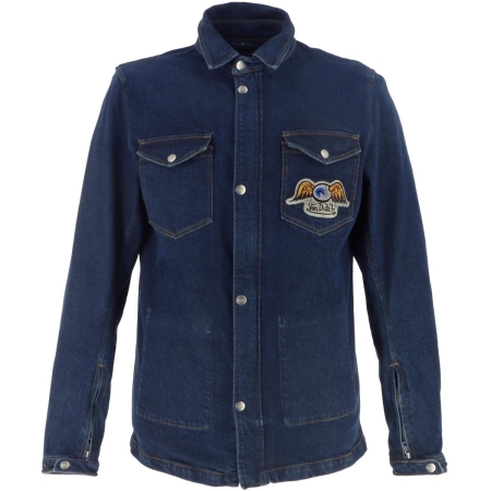 Chemise Helstons Von Dutch Captain Bleu Dirty - Blouson Moto HELSTONS