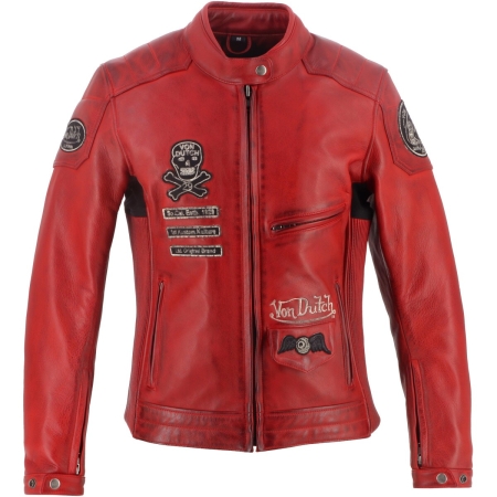 Blouson Femme Helstons Von Dutch Pretty Cuir Soft Rouge