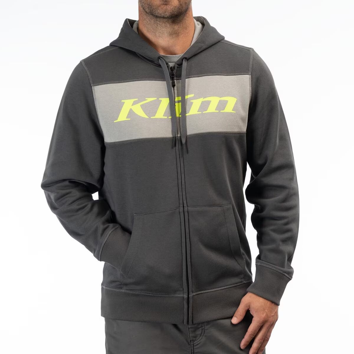 Sweat Klim Trailside Full Zip Gris Foncé Gris Clair Jaune Fluo