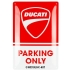 Plaque Métal Nostalgic Art Ducati Parking Only 20x30cm