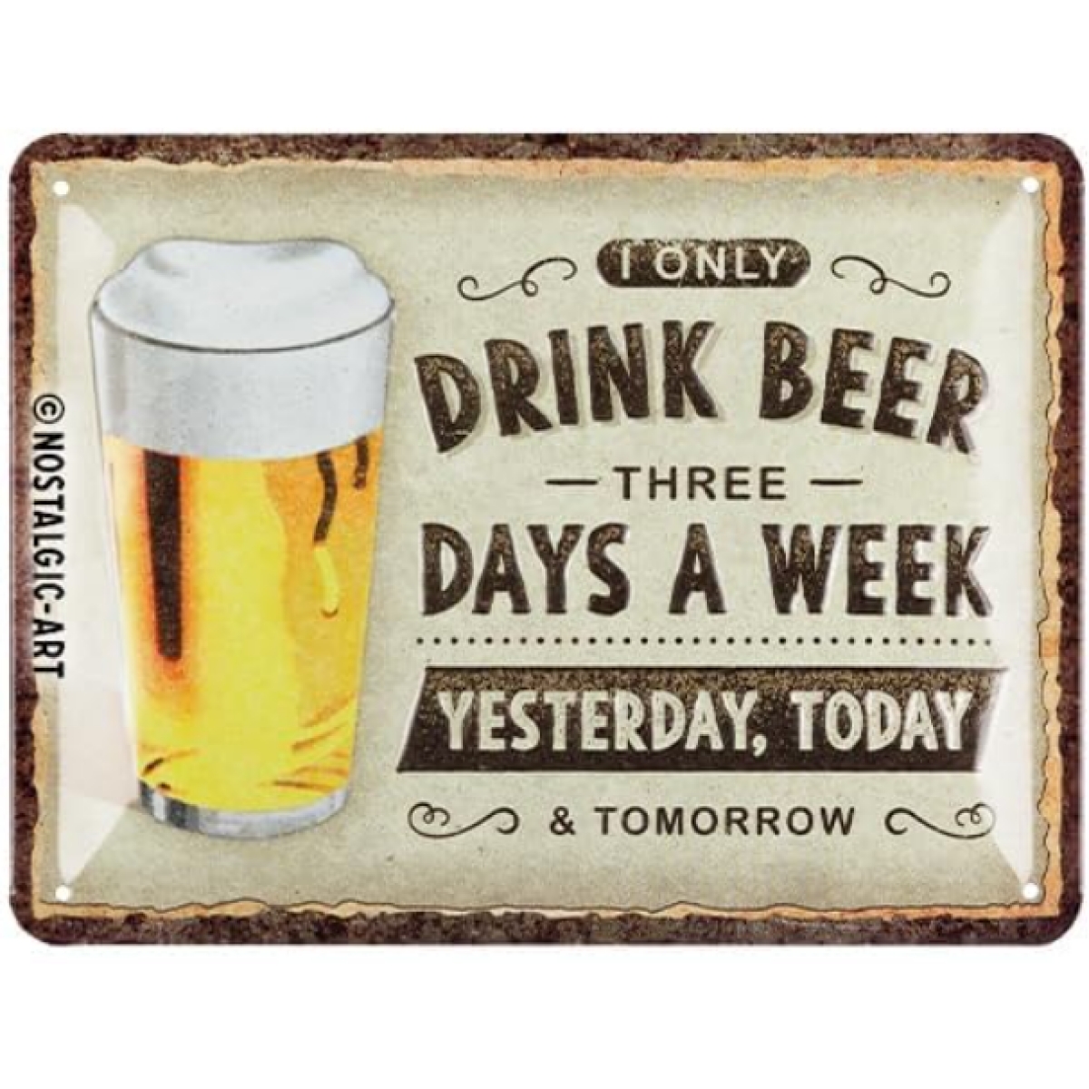 Plaque Métal Nostalgic Art Drink Beer 3 Days 15x20cm