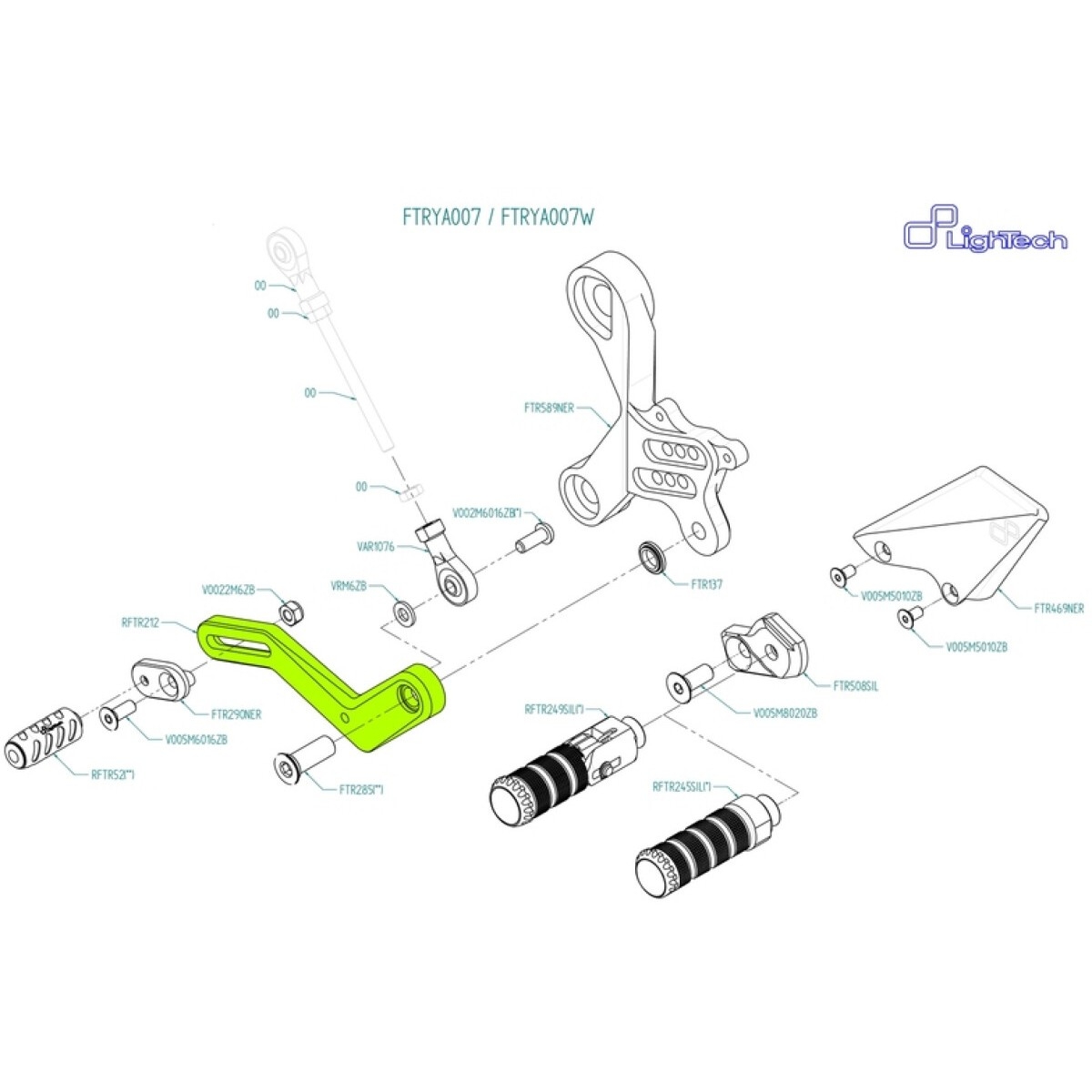 Ensemble Sélecteur De Vitesse Lightech Arrière Ftrya007 / Ftrya007W