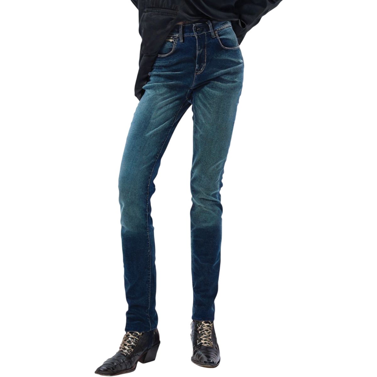 Jean Femme Helstons Lady Calamity Bleu Dirty