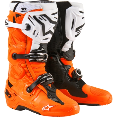 Bottes Enduro Alpinestars Tech 10 Enduro Orange Fluo Noir Blanc