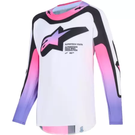 Maillot Cross Enfant Alpinestars Supertech Vista Blanc Violet Noir