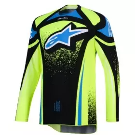 Maillot Cross Alpinestars Techstar Nomur Bleu Foncé Jaune Fluo