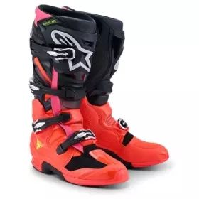 Bottes Cross Alpinestars Tech 7 Noir Rouge Fluo Rose Fluo