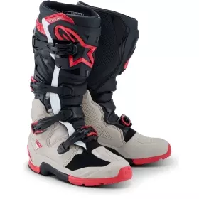 Bottes Cross Alpinestars Tech 7 Enduro Noir Gris Clair Rouge Brillant