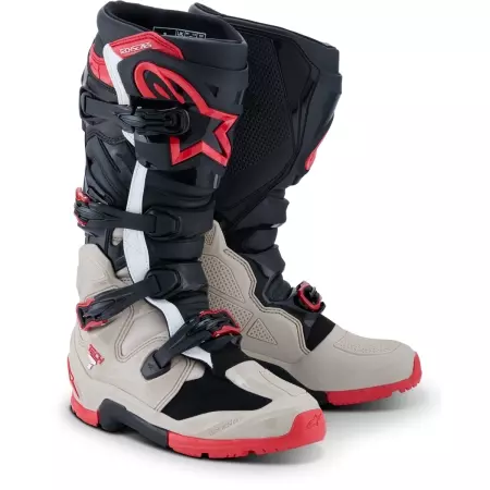Bottes Cross Alpinestars Tech 7 Enduro Noir Gris Clair Rouge Brillant