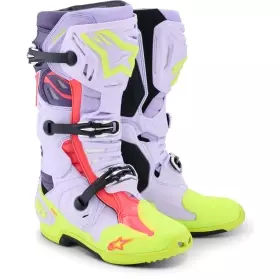 Bottes Cross Alpinestars Tech 10 Supervented Violet Jaune Fluo Rose