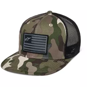 Casquette Alpinestars Flag Flat Trucker Vert Camo Noir