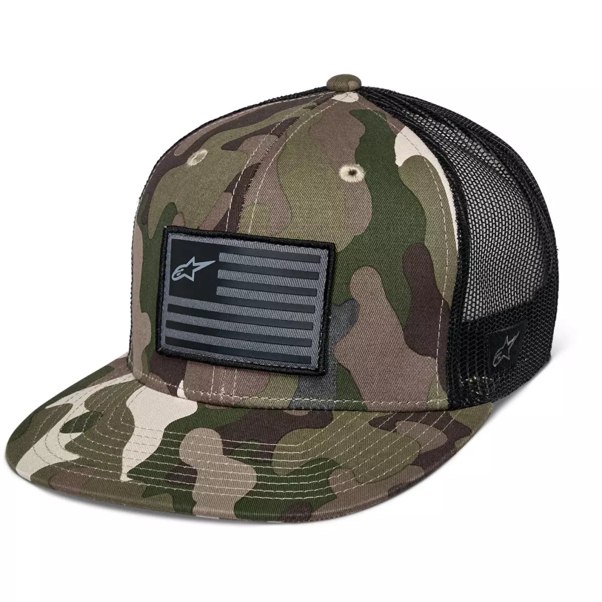 Casquette Alpinestars Flag Flat Trucker Vert Camo Noir