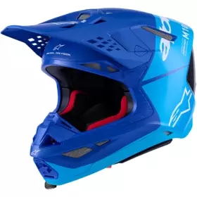 Casque Cross Alpinestars Supertech S-M10 Flood Bleu Noir Brillant