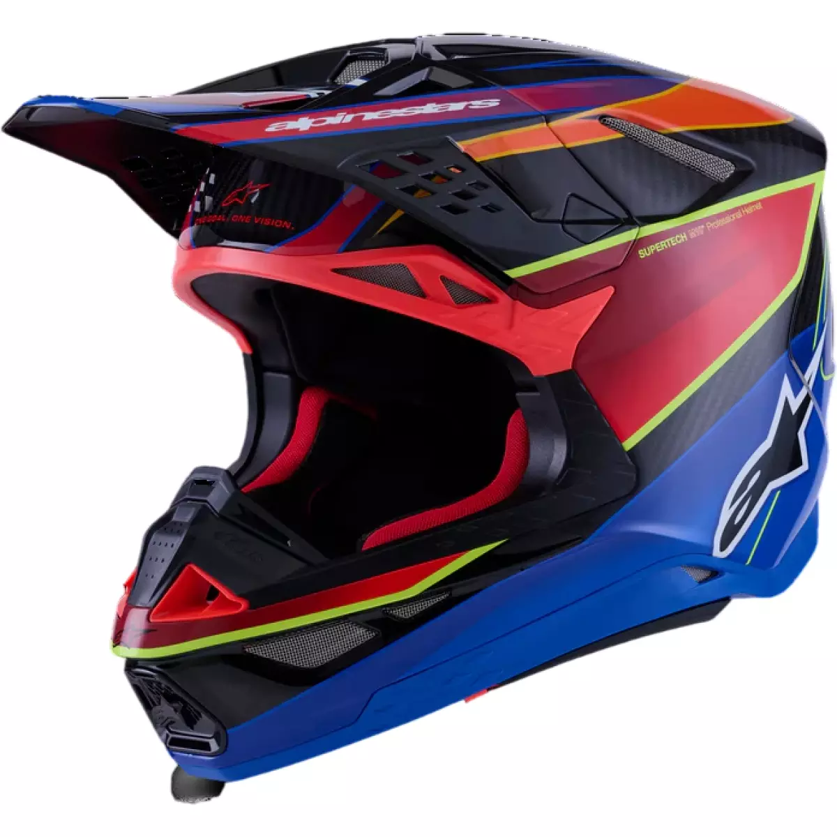 Casque Cross Alpinestars Supertech S-M10 Era Bleu Rouge Jaune Fluo