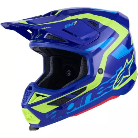 Casque Cross Alpinestars SM7 Deed Bleu Jaune Fluo