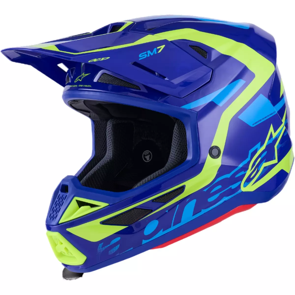 Casque Cross Alpinestars SM-7 Deed Bleu Jaune Fluo