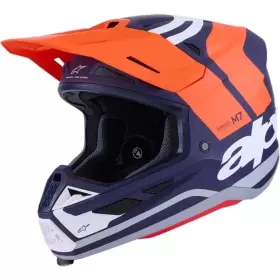 Casque Cross Alpinestars SM-7 Core Orange Bleu Mat