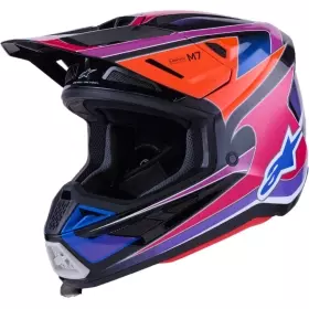 Casque Cross Alpinestars SM-7 Fuse Bleu Violet Rose Brillant