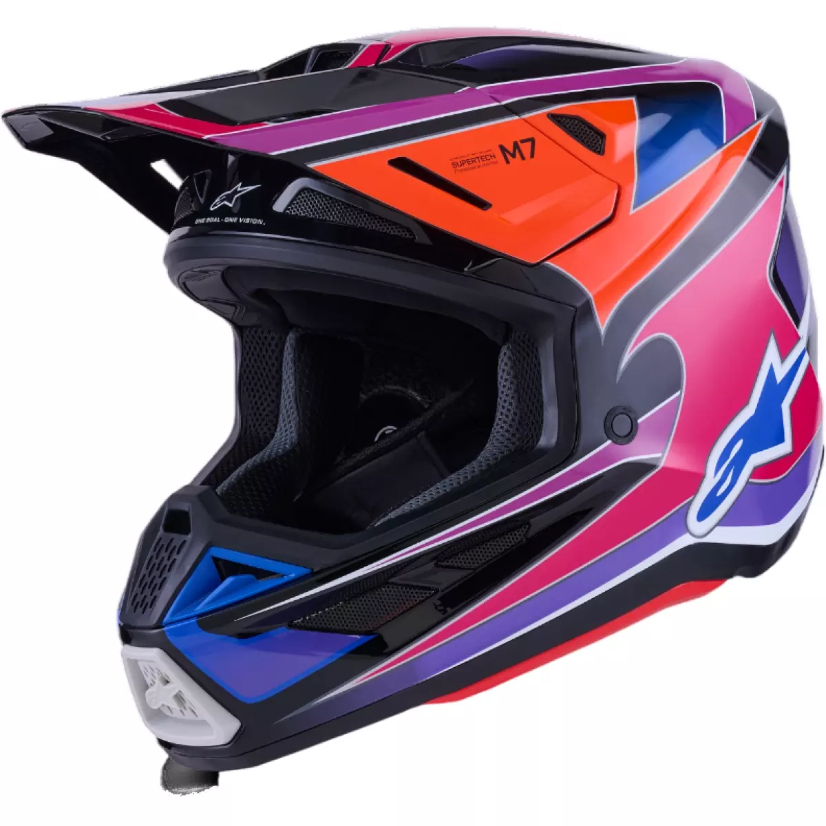 Casque Cross Alpinestars SM-7 Fuse Bleu Violet Rose