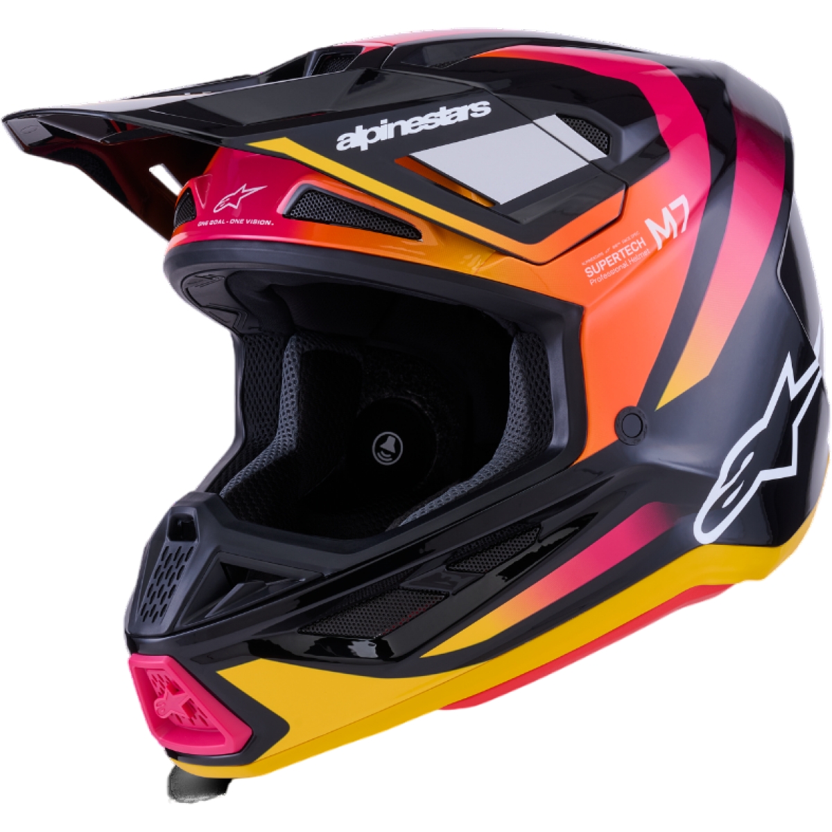 Casque Cross Alpinestars SM-7 Rise Noir Jaune Rose