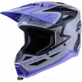 Casque Cross Alpinestars S-M3 Jettson Gris Violet Noir Brillant