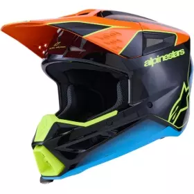 Casque Cross Alpinestars S-M3 Fray Noir Orange Jaune Brillant