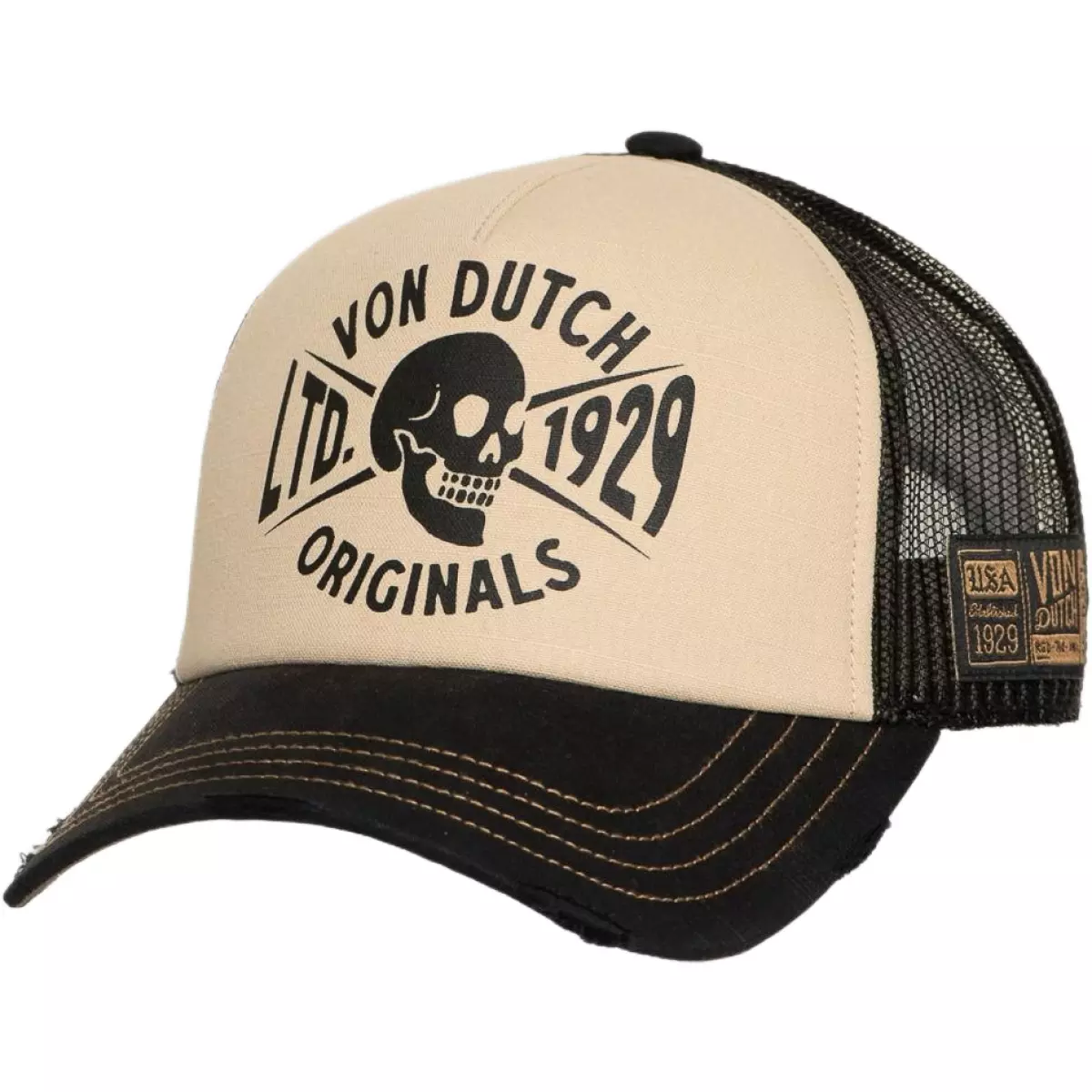 Casquette Helstons X Von Dutch Crew Beige Noir