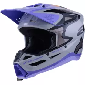 Casque Cross Enfant Alpinestars Jettson S-M3 Gris Violet Noir Brillant